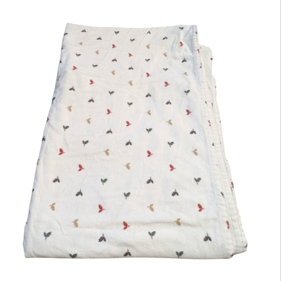 Woolrich Twin Flannel Flat Sheet Ivory Leaves Premium Weight cotton Cottagecore - Picture 1 of 4